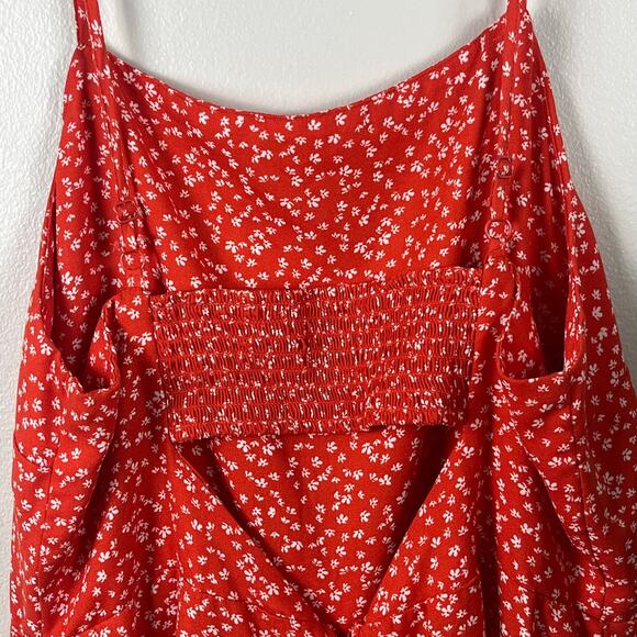 Wild Fable Red & White Floral Spaghetti Straps & Wide Leg Jumpsuit Size Large - Picture 5 of 8